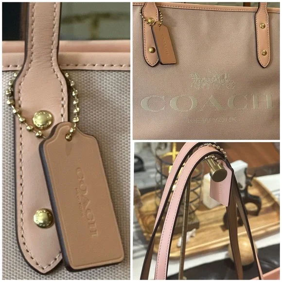 COACH Horse & Carriage Jacquard City Tote w/Leather Trim in Blush Pink, NWOT - Picture 12 of 16